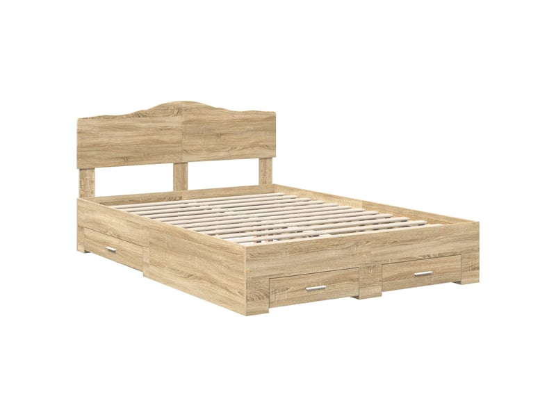 Lit double- lit adulte - cadre de lit chêne sonoma 150 x 200 cm bois d'ingénierie - Conforama C