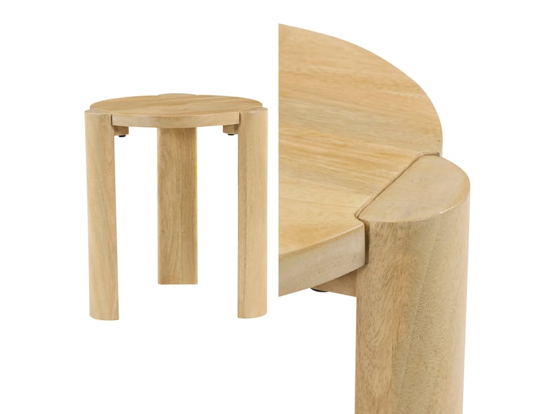  Table d'appoint en bois de manguier massif teinte claire vori  - Conforama C