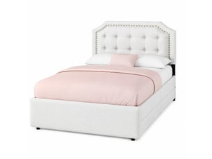 Lit avec rangement 90x200 cm ULQENI   coloris beige