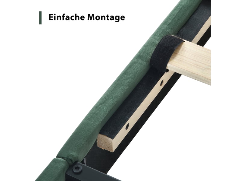  Lit adulte double 140x200 cm en velours vert foncé avec sommier et matelas h3  - Conforama R