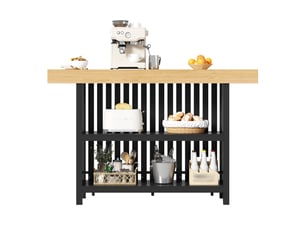 Table de bar 160x40x105 cm avec repose-pieds et 2 étagères noir effet bois