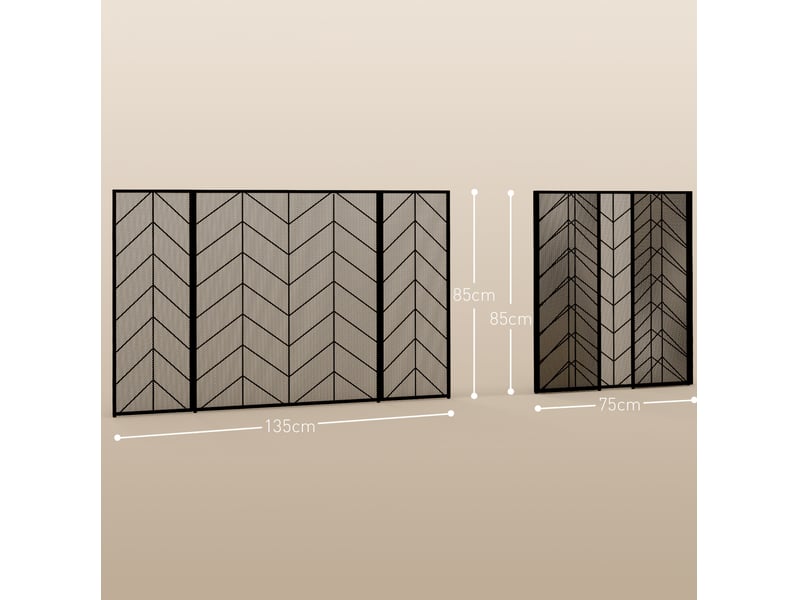 Pare-feu cheminée pliable 3 panneaux 135 x 85 cm acier noir homvra - Conforama D