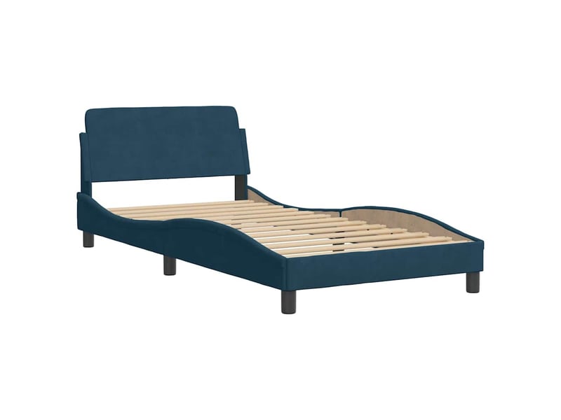  Lit simple- lit adulte -  cadre de lit sans matelas bleu 100x200 cm velours  - Conforama B