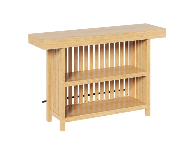 Table de bar avec repose-pieds et étagères 160x40x105 cm en mdf naturel - Conforama E