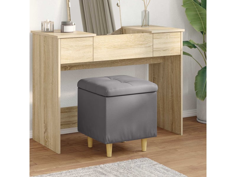  Ottoman, repose pied salon avec rangement gris 40x40x45 cm simili cuir  - Conforama B