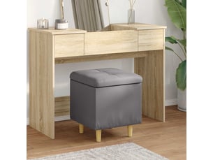 Ottoman, repose pied salon avec rangement gris 40x40x45 cm simili cuir