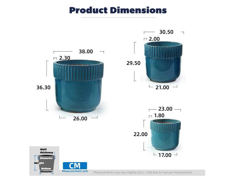  Pot de fleurs en céramique ø 23 cm – bleu turquoise brillant – drainage et usage intérieur extérieur pratique  - Conforama C