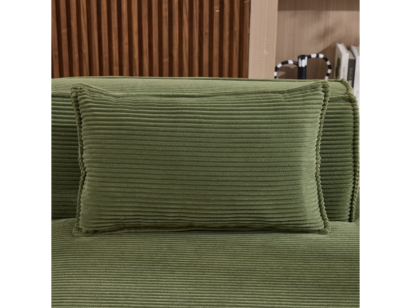 Canapé modulable droit 2pl 233x129x70 cm avec coussins, confortable et moderne, meuble de salon, polyester, couleur vert  - Conforama R