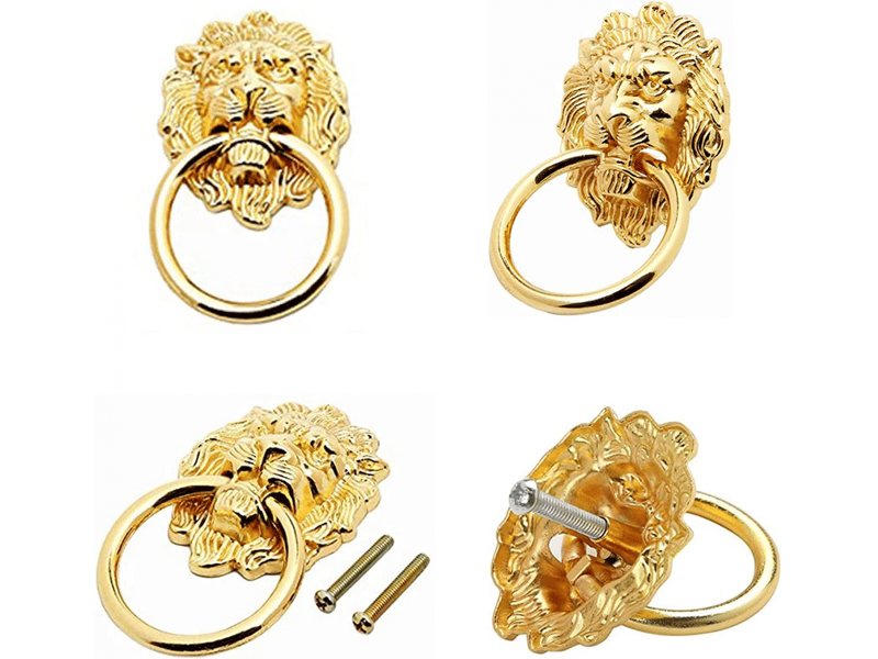  Poignées d'armoire à tête de lion, poignées de tiroir en bronze ancien à forme de lion, anneaux de tiroir à tête de lion, avec vis.  - Conforama C