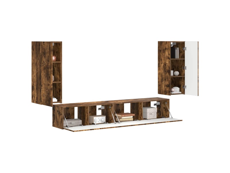  Ensemble meuble tv - banc tv - meuble de rangement 4 pcs chêne fumé bois d'ingénierie  - Conforama C