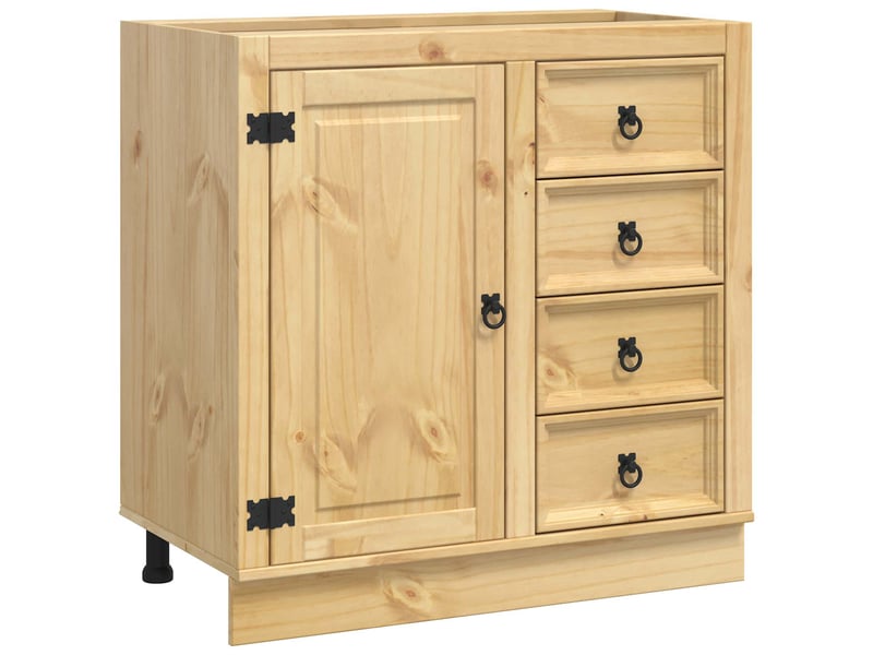  Armoire moderne rectangulaire avec 4 tiroirs et étagère 80 x 46 x 81 cm en pin massif miel 02_0058894  - Conforama A