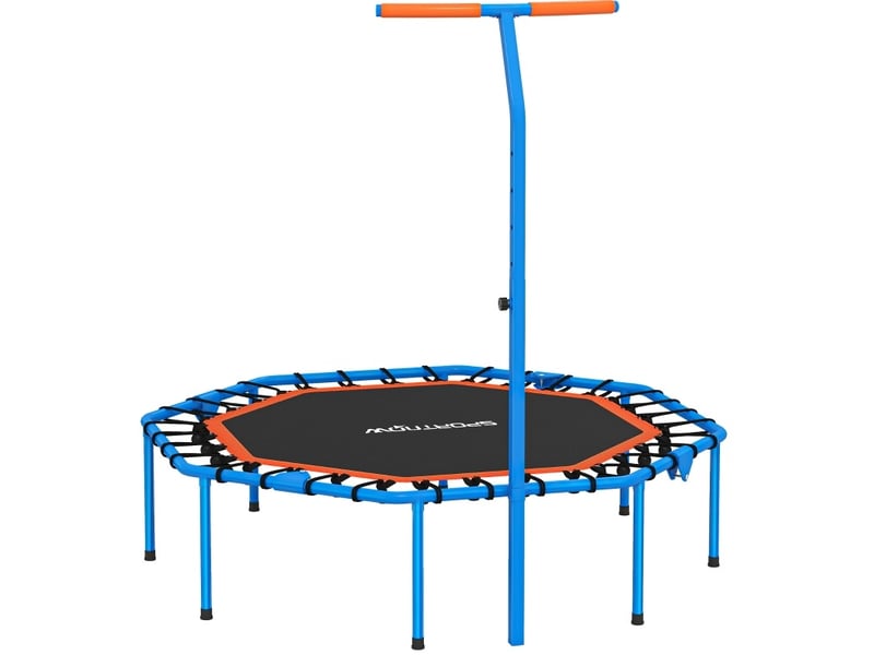  Trampoline de fitness pliable 128 x 120 cm – bleu – guidon réglable sur 5 hauteurs, usage intérieur  - Conforama A
