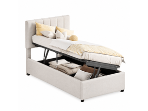 Lit coffre 90x200 cm ULQENI   coloris beige