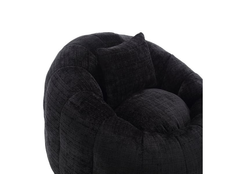 Fauteuil pouf pivotant 105x105x73 cm tissu bouclette noir  - Conforama A