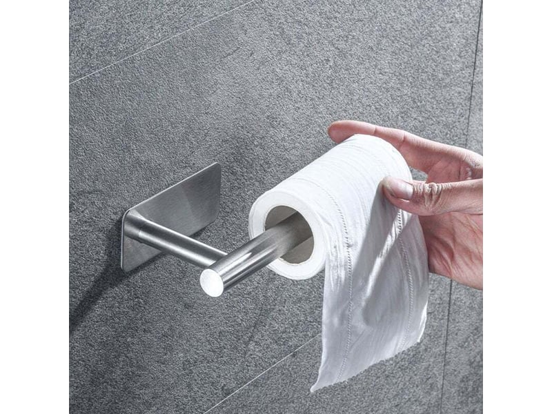  Enowelir porte papier toilette mural 2 pièces support adhésif carré sans poinçonnage argent noir 16 cm  - Conforama C