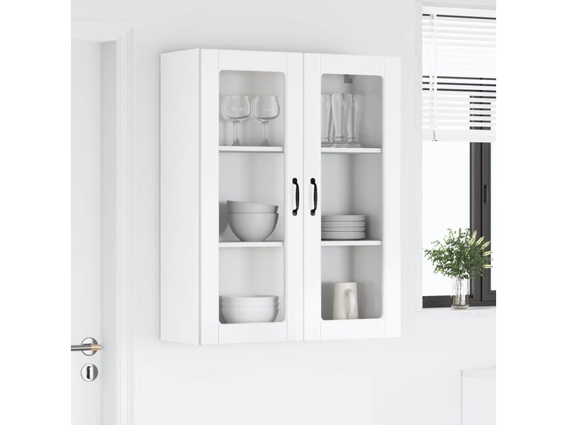  Meuble mural de cuisine, cabinet en verre mural blanc brillant 80x31x100cm shl7455  - Conforama D