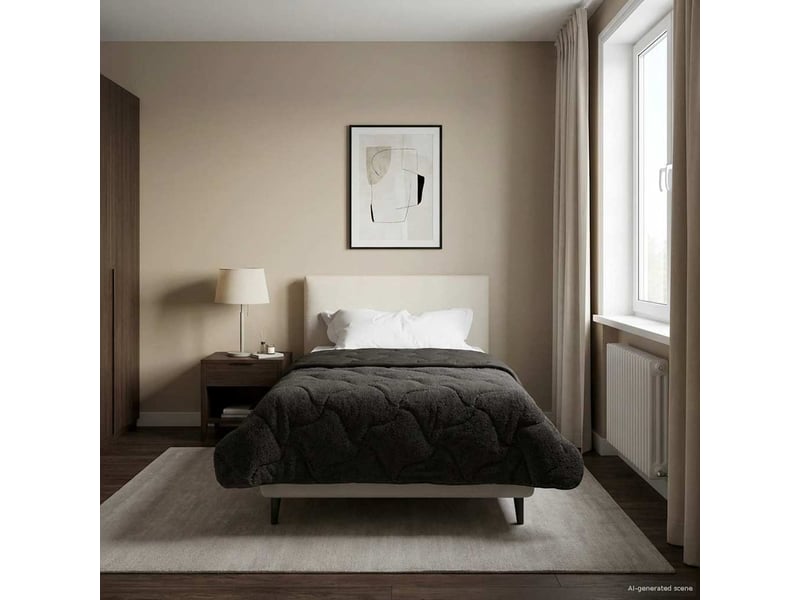  Duvet - couette complet toute l'année matelassé anthracite 155 x 220 cm  - Conforama D