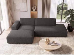 Canapé d'angle gauche fixe <strong>AX LIVING </strong> <strong>Didim Duo</strong> 5 places Tissu gris anthracite