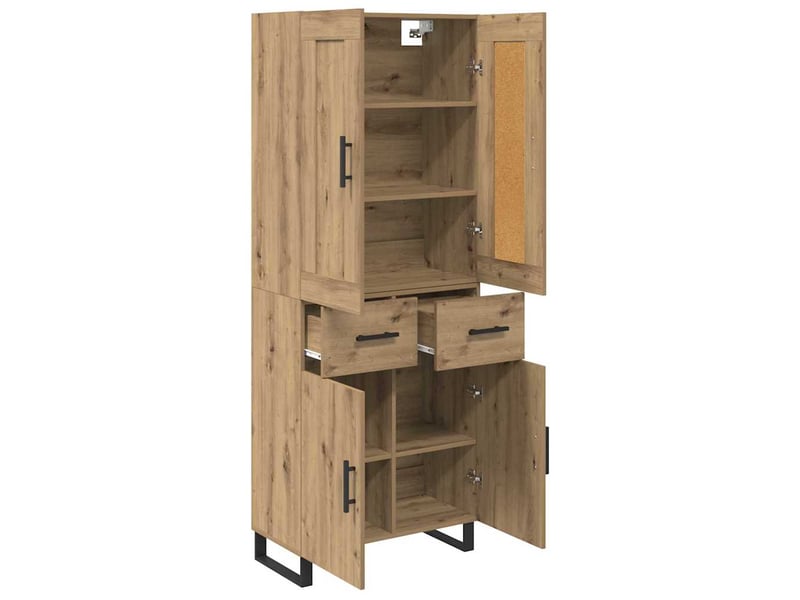 Haut armoire, armoire de rangement chêne artisanal 69,5x34x180 cm shl13540 - Conforama E