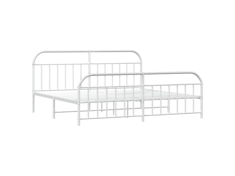  Lit double- lit adulte -  cadre de lit métal sans matelas et pied de lit blanc 200x200 cm  - Conforama B