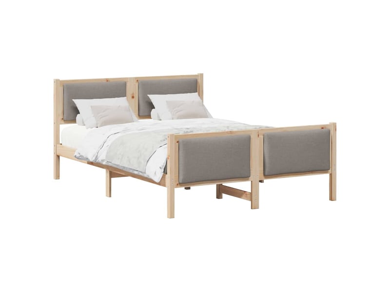  Lit double- lit adulte -  cadre de lit avec tête de lit taupe 135 x 190 cm tissu  - Conforama B