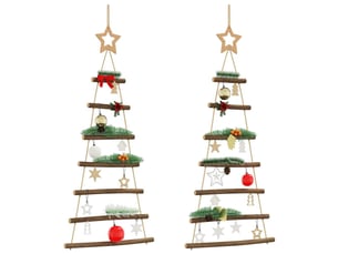 Sapins de noël - arbre de noël suspendus avec étoiles supérieures 2 pièces 42x90 cm branche naturelle