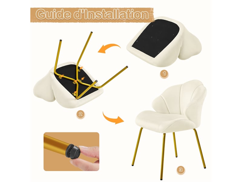 Chaise de salon en velours moderne design coquillage - Conforama W
