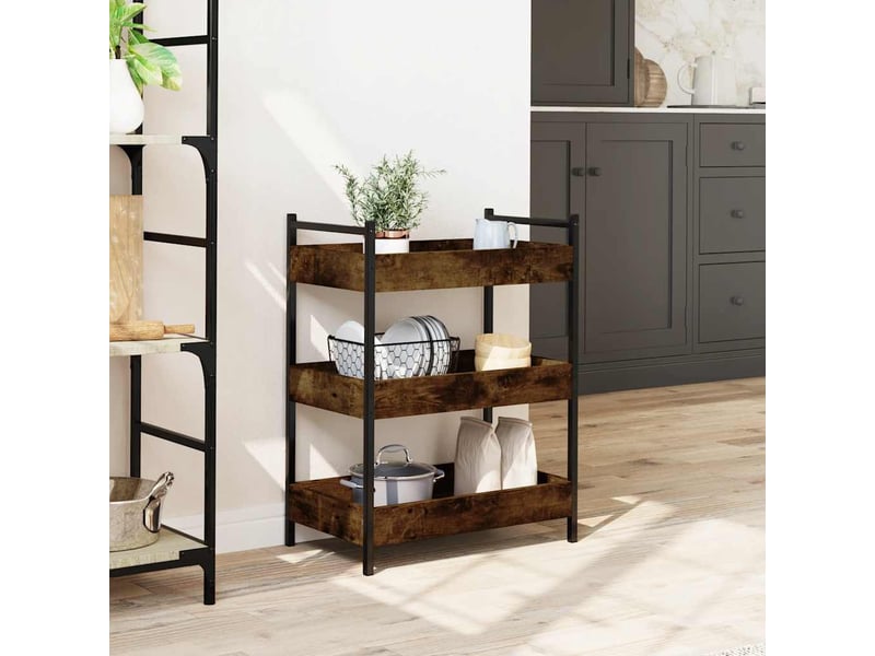  Desserte de cuisine, chariot de rangement chêne fumé 50x30x70 cm bois d'ingénierie  - Conforama C