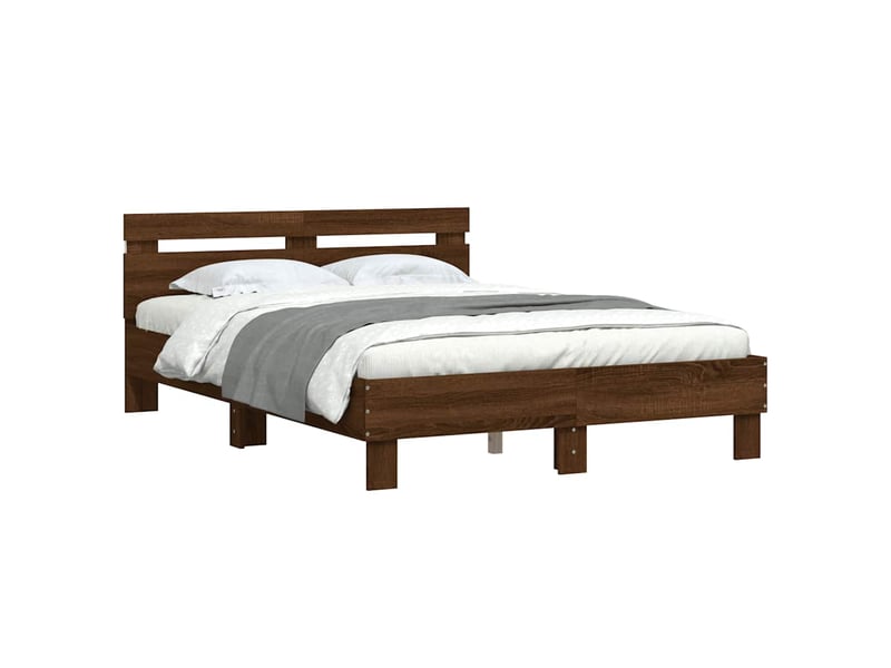 Lit double- lit adulte - cadre de lit avec led sans matelas chêne marron 120x190 cm - Conforama B