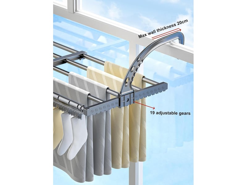  Crochets muraux étendoir linge intérieur, extérieur, séchoir à linge balcon, radiateur, mural, télescopique sèche linge suspendu 38-55 cm, gris  - Conforama D