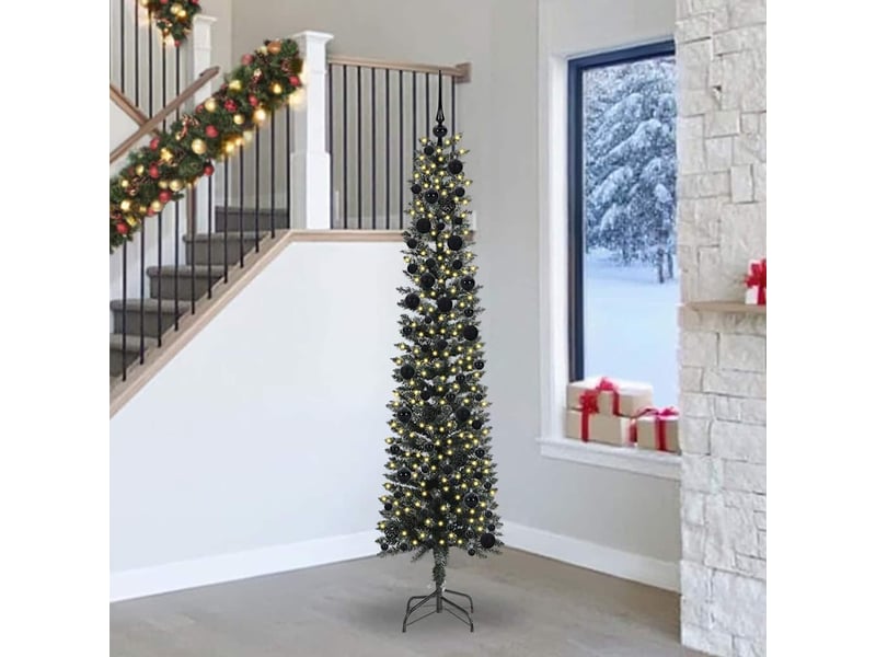  Sapin de noël artificiel, arbre de noël vert 240 cm pvc, plastique et acier shl874  - Conforama B