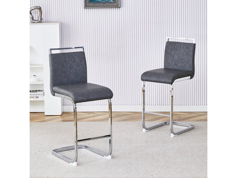  Lot de 2 tabourets de bar gris – style nordique, design haut de gamme, polyvalents pour cuisine, restaurant et bureau  - Conforama B