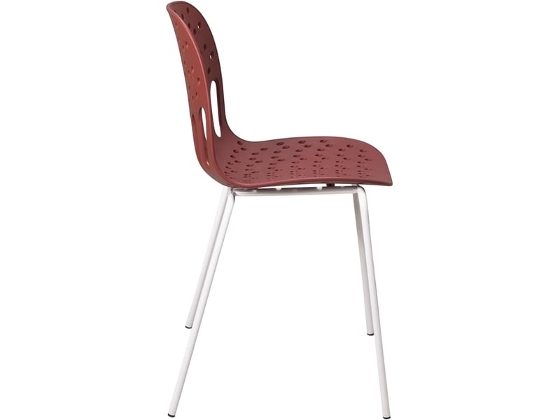  Lot de 4 chaises de cuisine empilables kio rouges et blanches avec structure métal 735-KIO - Conforama R