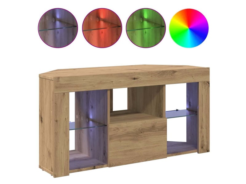Meuble tv led d'angle 100x40x50 cm chêne artisanal - Conforama D