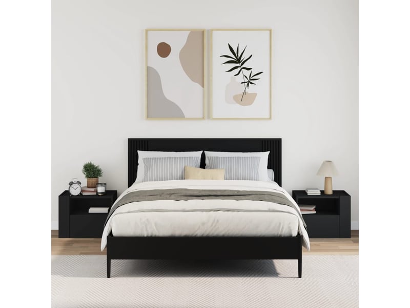  Lot de 2 tables de chevet - cabinet de chevet - table de nuit murales noir 45x30x35 cm  - Conforama B