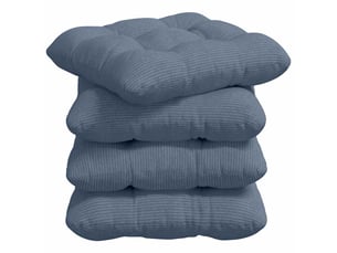 Lot de 4 coussins de siège, coussins décoratifs tissu en velours côtelé bleu 40 x 40 cm cf59978