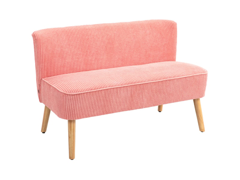  Canapé 2 places en tissu et bois massif rose 117 x 56.5 x 77 cm  - Conforama B