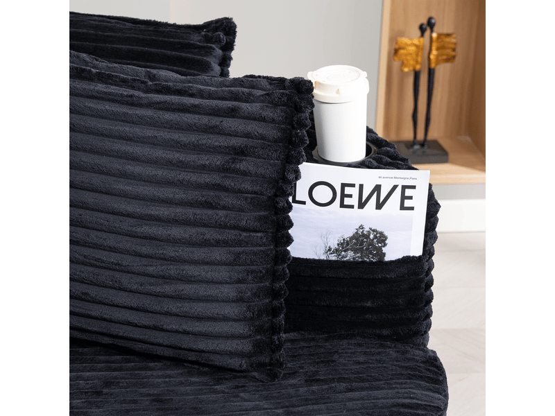  Canapé incurvé design moderne en velours côtelé doux et respirant 250 x 152 x 82 cm avec rangements  - Conforama E