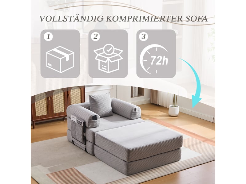 Canapé droit fixe 1 place tissu gris clair canapé compressible - Conforama E