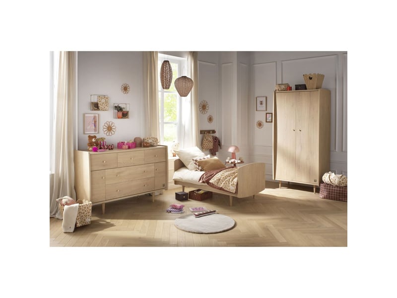  Chambre bébé trio évolutive my love, lit 140x70 évolutif commode à langer xxl et armoire - chêne vintage PK159 - Conforama B