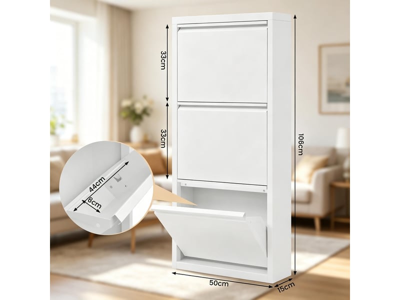  Meuble à chaussures modèle slim, armoire rangement moderne, entrée, 2 pièces porte-chaussures  - Conforama C