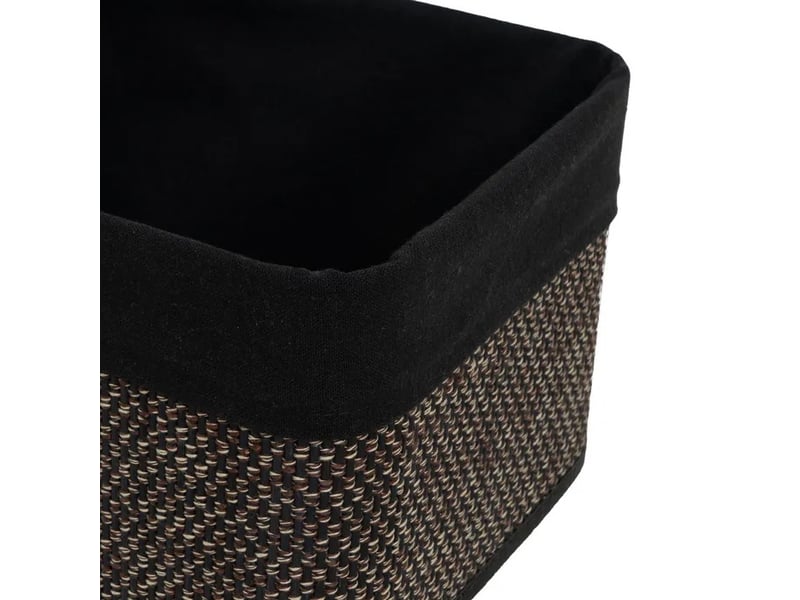  Lot de 4 paniers de rangement multiformes en bambou tressé et tissu noir,corbeilles multi-usages décoratives  - Conforama C