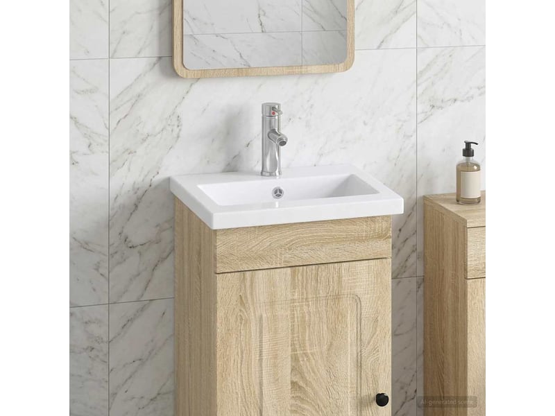 Lavabo de salle de bain avec robinet et évacuation chrome shl8629  - Conforama B