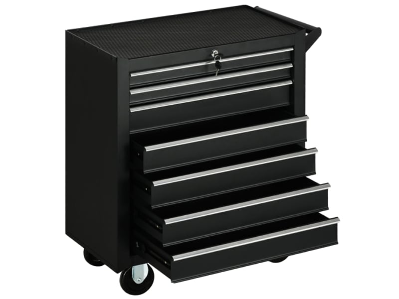  Servante d’atelier en acier noir 69 × 33 × 75 cm, 7 tiroirs dont 2 petits et 5 grands, charge max. 150 kg  - Conforama A