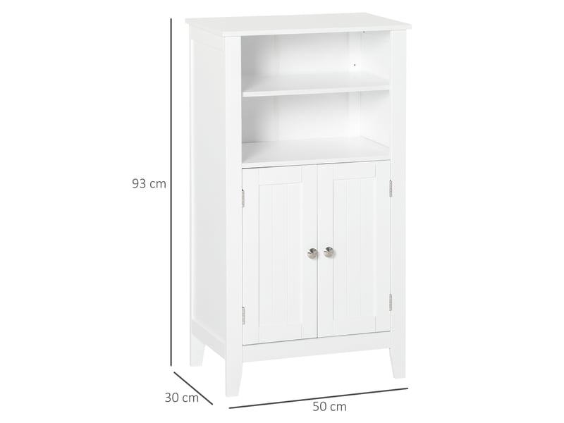 Meuble de salle de bain avec étagères réglables et 2 portes, meuble de salle de bain multifonctionnel en bois, blanc, 50 x 30 x 93 cm - Conforama D