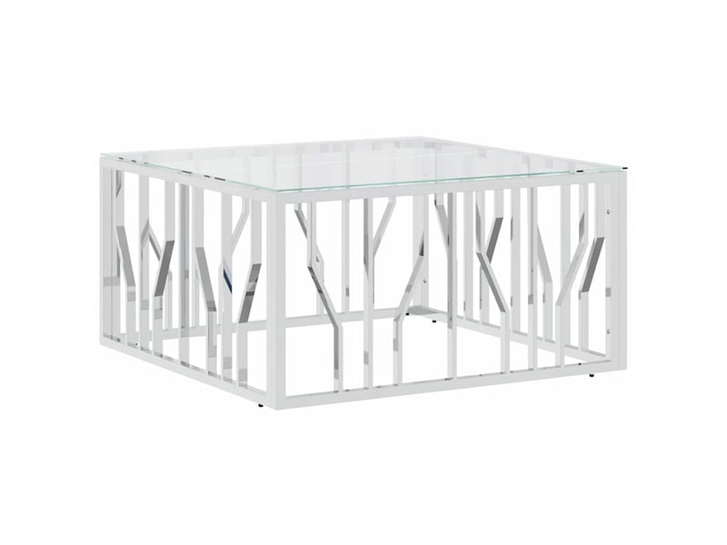  Table basse - table de salon - table à thé 80x80x40 cm acier inoxydable et verre  - Conforama A