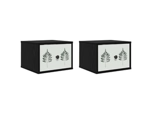 Table de chevet - cabinet de chevet - table de nuit mural hanau 2 pc chêne noir 36 x 33 x 25 cm