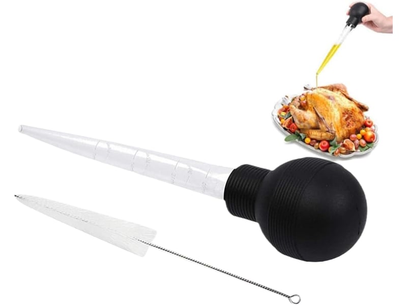  Seringue à badigeonner pour dinde, injecteur de jus avec brosse de nettoyage, résistante à la chaleur, pour jus, beurre et marinades QWE001040 - Conforama A