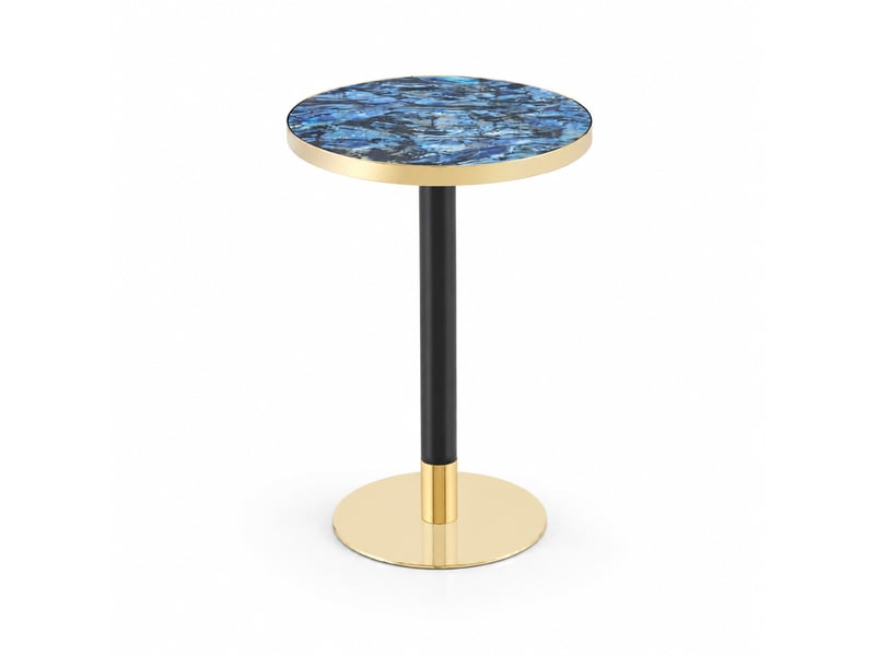  Table d’appoint ronde,60x60x74 cm,mdf,effet marbre bleu et métal doré  - Conforama D