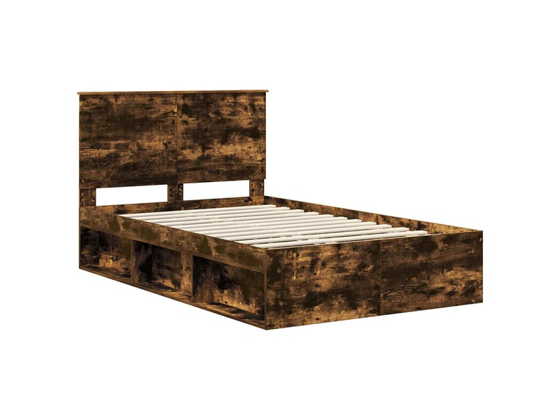 Lit double- lit adulte - cadre de lit chêne fumé 120 x 190 cm bois de pin massif - Conforama C